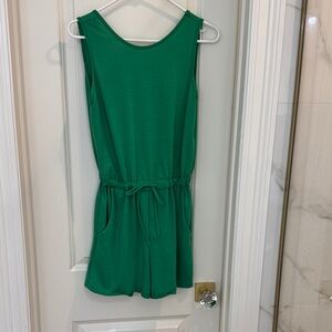 Women’s Green Sleeveless Drawstring Romper